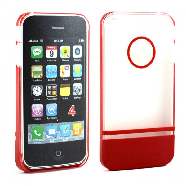 Wholesale iPhone 4 4S Two Tone Case (ClearRed)